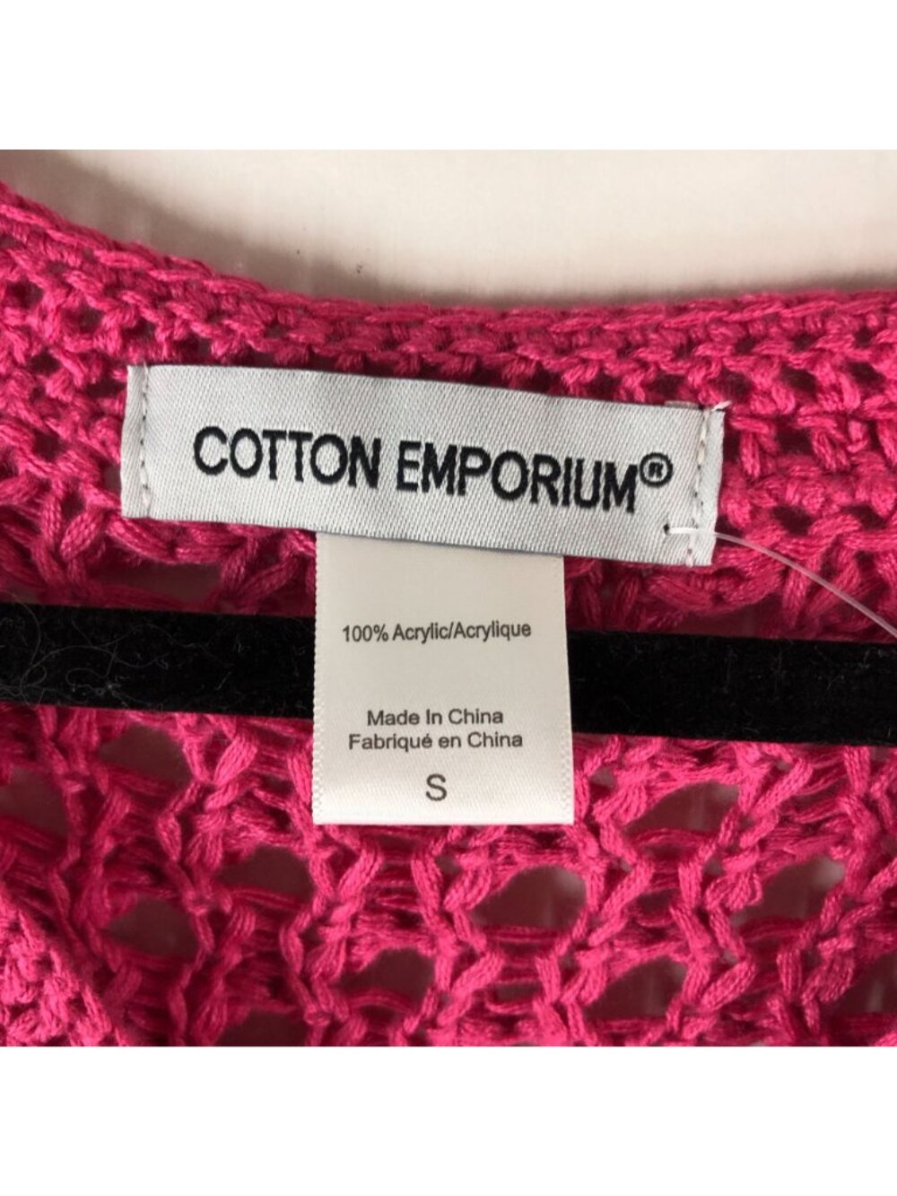Cotton Emporium Womens Crochet Cardigan Sweater Granny Square Open Knit Pink S - Picture 3 of 4